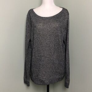 🤍 XL 🤍 Silver LOFT Top Metallic Silver Long Sleeve Crew Neck Shimmer​
